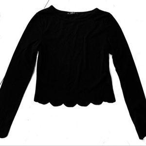 SHEIN Scalloped Crop Top Sz XS